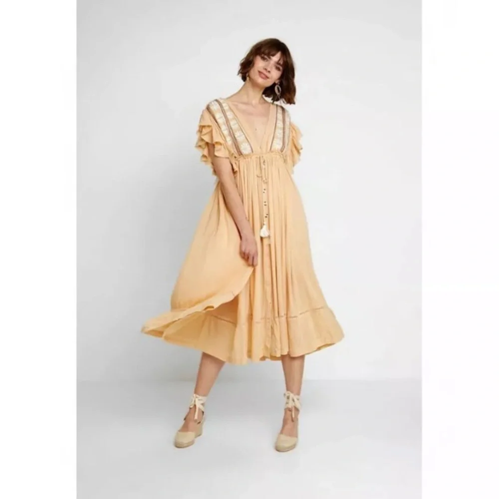 Free People Cream Midi Dress